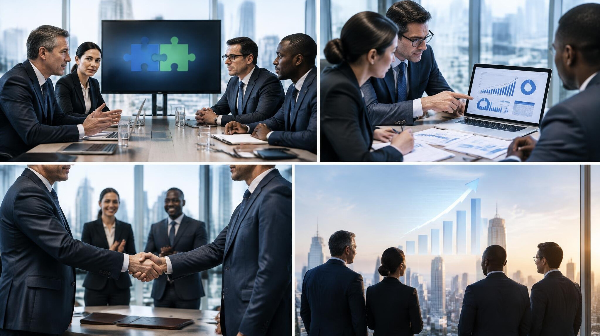 business executives in merger meeting